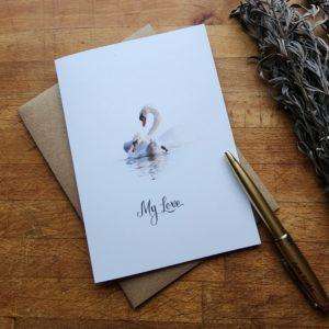 My Love Mute Swan Couple Greeting Card